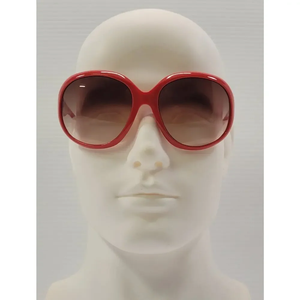 R) Women Oversized Red Circle Plastic Sunglasses